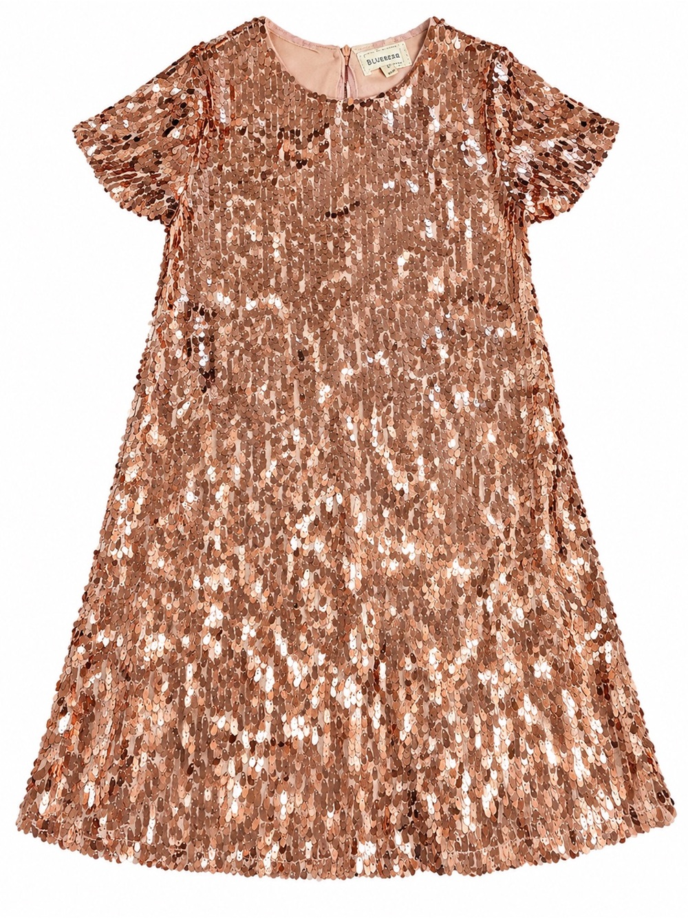 Btween Girls Size 8 Rose Gold Sequin Dress Short Sleeve Holiday Party Sparkle